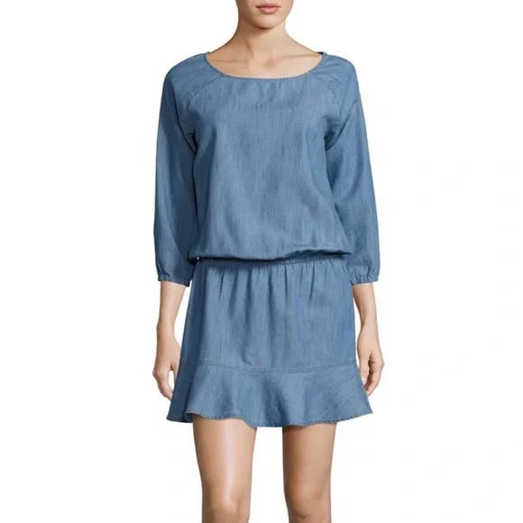 Soft Joie Chambray Denim Summer Dress - Picture 3 of 10